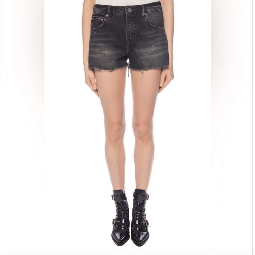 AllSaints Lexi Washed Black Denim Shorts SZ 30